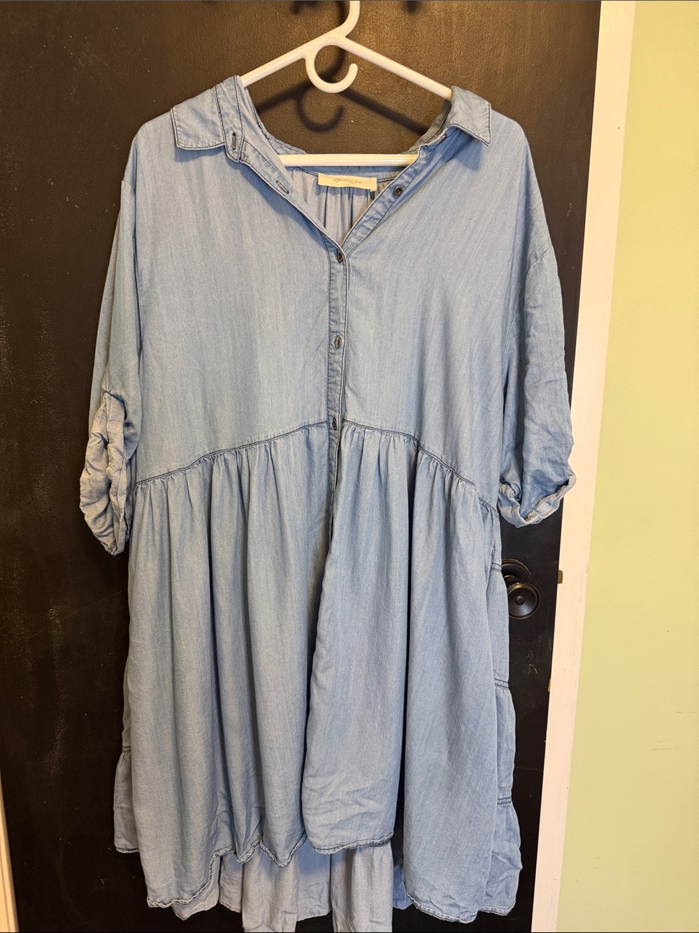 A Beautiful Soul Altard State Lyocell Chambray Babydoll Dress Plus Size 1X A
